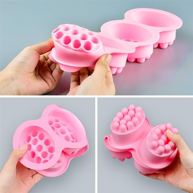 SJ Massage Bar Soap Mold Set, 2-Pack 4-Cavity Silicone Soap Mold | For Massage Bars, Handmade Soap & Shampoo Bars, Food Grade Silicone, Easy Release, Reusable