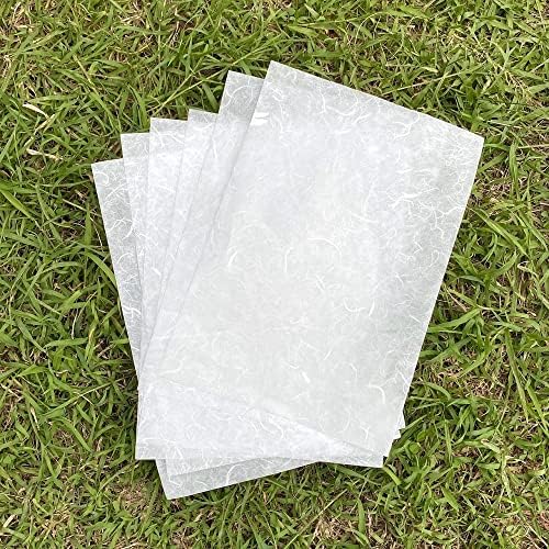 A4 Mulberry Paper 50 Sheets, Natural Fiber Mulberry Paper for Card Making, Watercolor, Calligraphy, Origami, Scrapbooking, Bookbinding & DIY Crafts (White Color, A4)