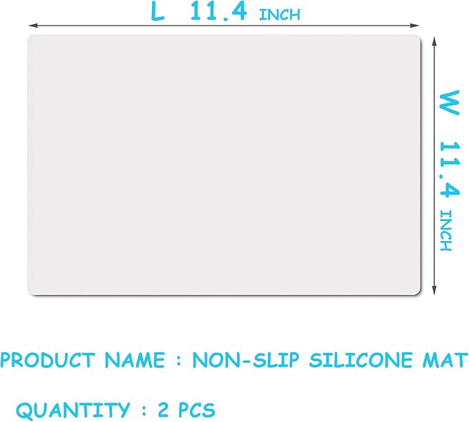 Clear Silicone Mats for Crafts: 11.4"W x 11.4"L 2Pcs Heat Resistant Nonslip