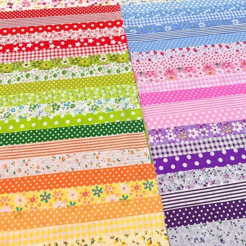 Cotton Fabric DIY Making Supplies Quilting Patchwork Fabric Fat Quarter Bundles DIY for Quilting Cotton Patchwork Cushions (red/Green, 9.8" x 9.8")