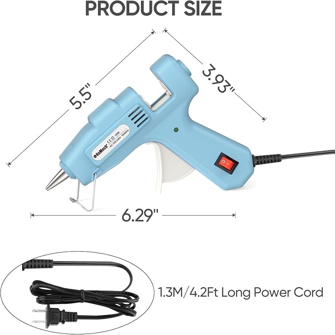 ROMECH 20W Mini Hot Glue Gun Kit, 90 Glue Sticks Set for DIY Crafts, Repair