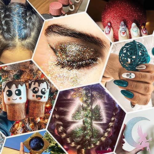 Extra Fine Glitter Powder for Craft, 24 Colors Holographic Cosmetic Laser Glitter for Nail Body Eye Hair Face Lip Gloss, Iridescent Glitter Powder for Tumbler and Makeup (24 Fine)