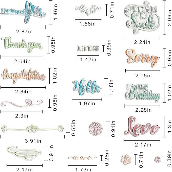 Happy Birthday Colorful Words Clear Stamp Silicone Stamp Cards with Sentiments, Letters Clear Rubber Seal Stamps for Holiday Card Making Decoration and DIY Scrapbooking Album DIY Crafts