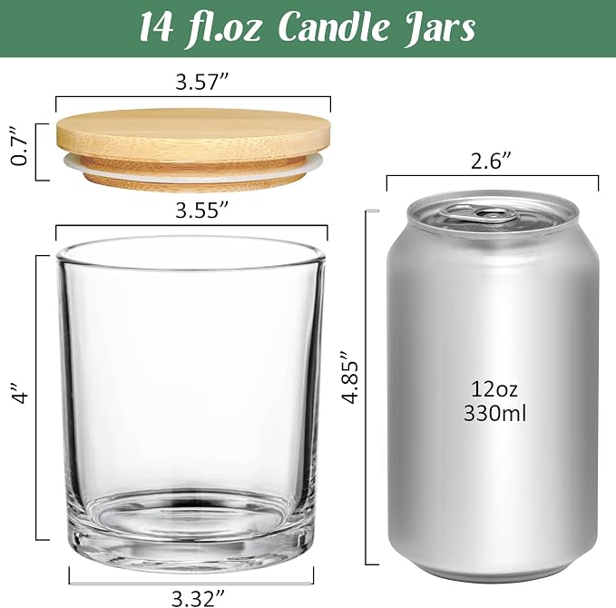 SUPMIND 20 Pack 14 fl.oz Clear Glass Candle Jars with Bamboo Lids | Empty Candle Vessels with Airtight Lids, Bulk Glass Jar Containers for Making Candles for 10 12 14 fl.oz