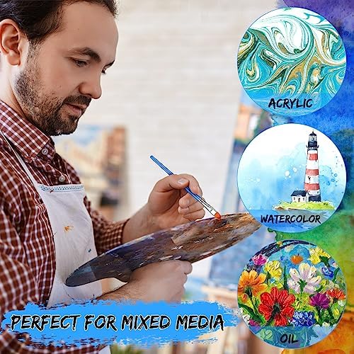 Sherr 48 Pcs Paint Brush Set Bulk Acrylic Brush Wood Paint for Detail Art Crafts Kids Artist Adult Watercolor Oil Face Body(1.1, 1, 0.8, 0.7 Inch,Filbert Style)