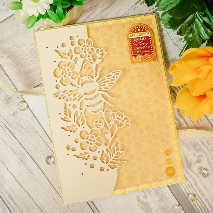 Scrapbooking Die-Cuts, Strips Frame Metal Cutting Dies for Card Making, Paper Craft Punch Template, Background Embossing Stencils, DIY Album Décor (Bee Lace-8x15.7cm)