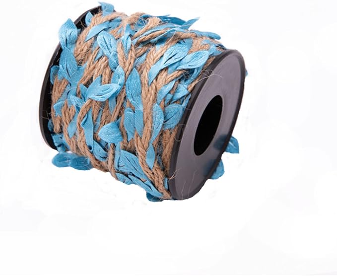 33 feet Natural Twine Blue Leaf Jute 3ply 2MM Rope Hemp Burlap Ribbon String Heavy Duty Hanging Gardening Decoration or for Arts and Crafts