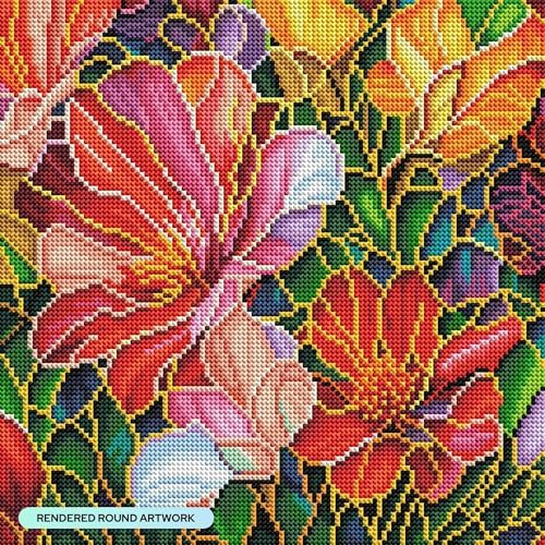 DIAMOND ART CLUB Stained Glass Flower Diamond Art Kits for Adults
