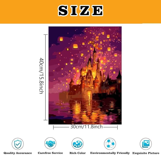 Magical Castle Paint by Numbers Kit for Adults Framed Canvas Frameworkless | Easy Adult Paint by Number Kits on Canvas DIY Magical Castle Painting for Beginners Art by Numbers for Home Wall Decor Gift