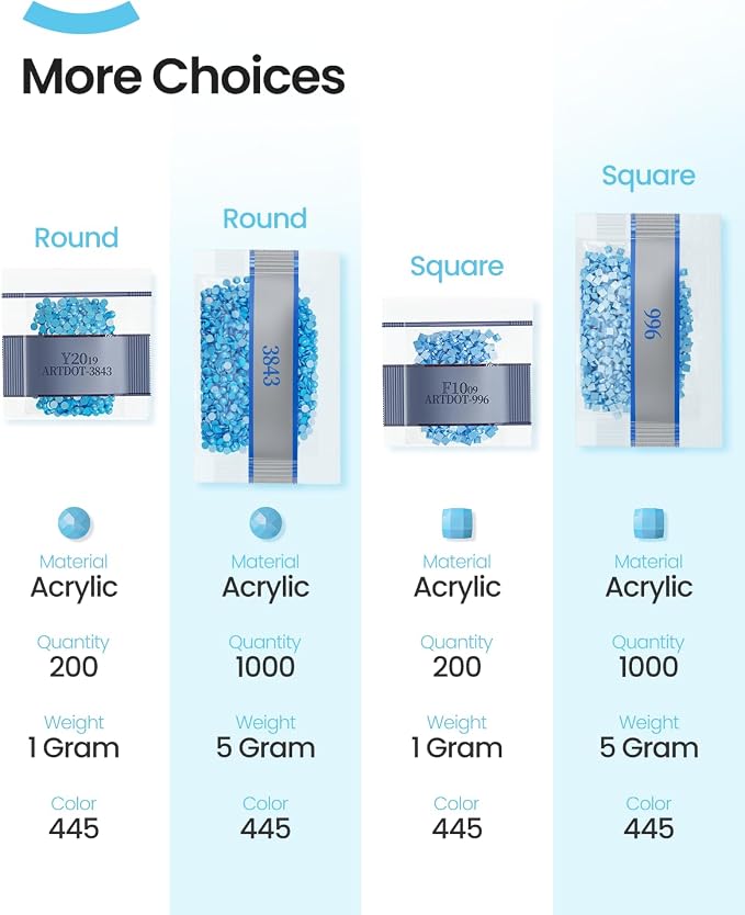 ARTDOT Beads for Diamond Painting Accessories, 89000 Pieces 445 Colors Round Beads Sparkle Rhinestones for Nails Diamond Art Crafts (200 pcs per Bag)