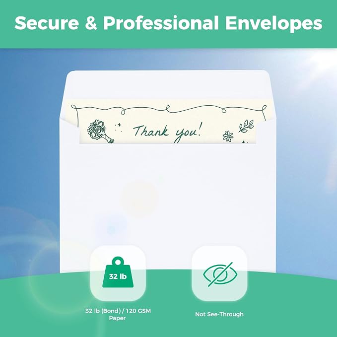 Ohuhu 4x6 Blank White Cards and Self-Seal Envelopes 100 Pack for DIY Cards | 4" x 6" Heavyweight Folded Cardstock and A4 Envelopes for DIY Greeting Cards Wedding Birthday Invitations & All Occasions