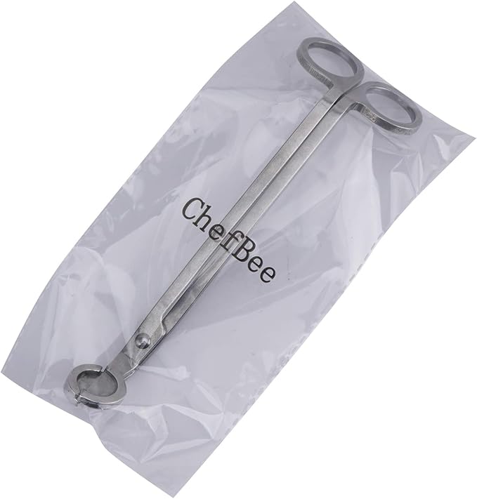 CHEFBEE Stainless Steel Candle Wick Trimmer | Silver, Polished Wick Clipper, Clean Even Burn, Prevents Soot Buildup, Reaches Deep Jar Candles, Sturdy Precice Cutting