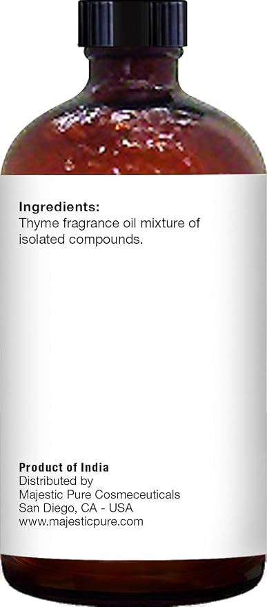 Majestic Pure Thyme Essential Oil for Diffuser - 4 Fl Oz | 100% Pure & Natural Essentials Oils for Humidifier, Air Freshening, Cleaning Home, Bath, spa-inspired self-care routines
