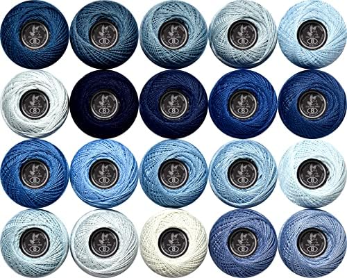 Soft 20 Colors Classic Crochet Thread 20 Pack,100% Cotton (Grey Blue-160-3750)