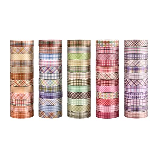 icceemee 60 Rolls Cross line Theme Washi Tape Set, Writable Decorative Tapes for Scrapbooking, Junk Journal Supplies, Bullet Journaling, 0.39"x79" per Roll