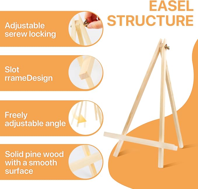 2 Pack 14 Inch Wood Easels, Tabletop Easels, Easel Stand for Painting, Tripod Painting Easels for Art & Crafts, Portable Canvas Holders