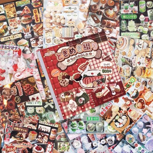 30 Sheets Japanese Sticker Book Manga 800Pcs Old Showa Style Embroidered Scrapbook Stickers Cute Korean Stickers for Journaling Scrapbooking Kawaii Food Sticker for Kids Adult DIY Cosmic Books