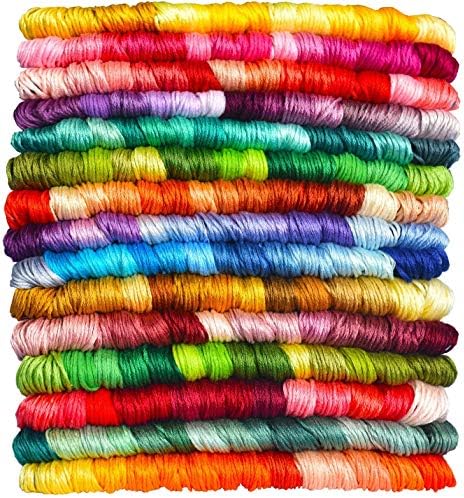 Bright Chartreuse Gradient Color Embroidery Floss - Cross Stitch Threads - Friendship Bracelets Floss - Crafts Floss - 14 Skeins Per Pack Embroidery Floss