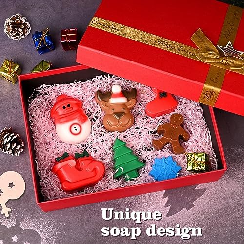 HUAKENER 3 Pack Christmas Soap Molds, Large Size Xmas Silicone Mold | Christmas Silicone Molds for Handmade Soap, Mini Cakes, Chocolate, Candy, Jello, Nonstick, Food Grade Material
