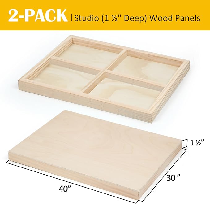 Falling in Art 2 Pack 30x40'' Unfinished Gallery Birch Wood Canvas Panels