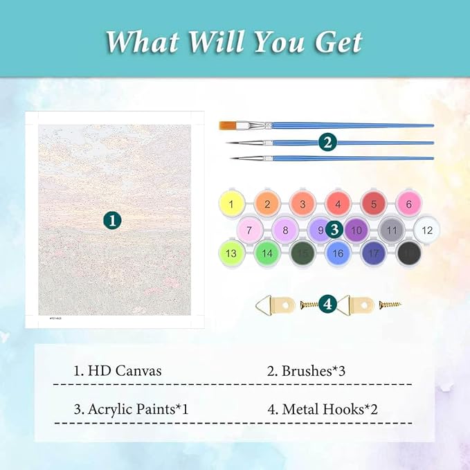 mrpwnle Landscape Paint by Numbers Kit for Adults Flowers Paint by Numbers | Landscape Adult Paint by Number Kits on Canvas, DIY Easy Acrylic Oil Flowers Paint by Numbers for Home Wall Decor 16X20 inch