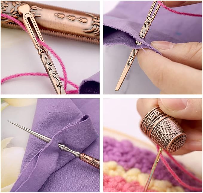 BUTUZE Embroidery Scissors Kit, European Antique Vintage Sewing Kit, Complete Vintage Sewing Tools with Embroidery Scissors,Original Case,Sewing Needle Case, Awl for Sewing, Craft, Needlework