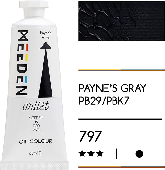 MEEDEN Artist Grade Oil Paint: Payne's Gray - 60ml/2oz Tube | Professional Art Paints and Supplies for Canvas Painting