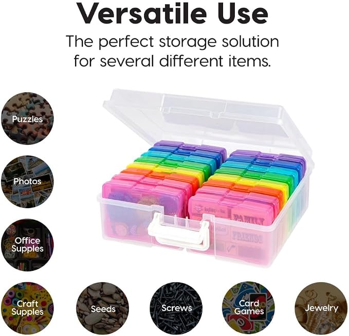 IRIS USA Photo Storage Box |Made in USA| 16 Cases - (2-Pack) - Clear/Multi