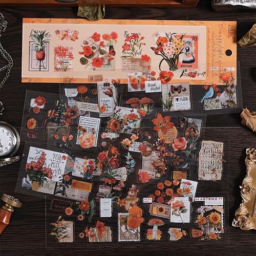 556 Pcs/48 Sheets Stickers for Scrapbooking,Scrapbook Flower Stickers for Scrapbooking Art Journal Bullet Journal Accessories