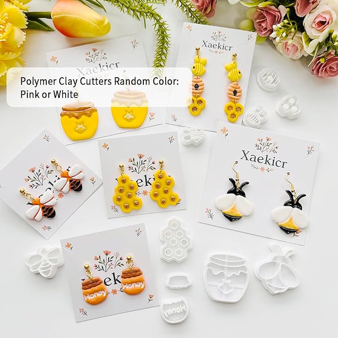 Bee Theme Polymer Clay Cutters Set – Molds, Clay Cutters for Polymer Clay, Clay Earring Tools