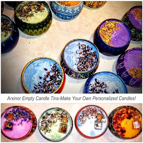 DIY Candle Making Kit for Kids & Adults - 28 Pack 3oz Metal Tins with Unique Mandala Patterns, Complete Supplies with Wicks, Wick Stickers & Holders - Perfect Family Craft Activity & Gift Set