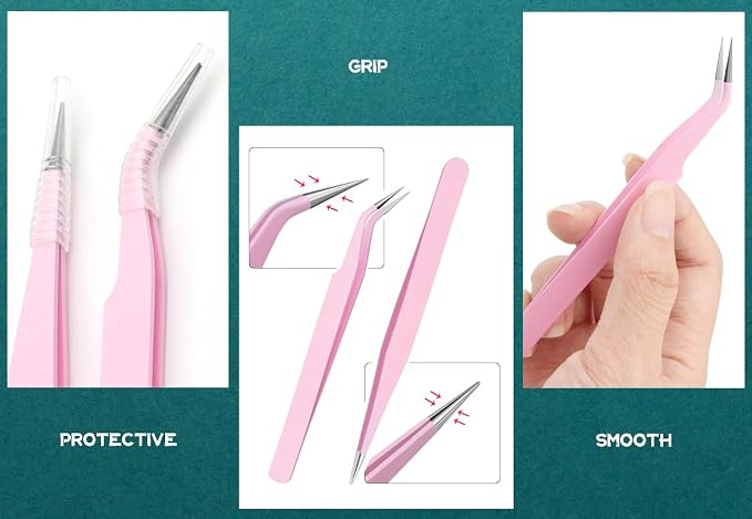 2 Pieces Sticker Tweezers, Cute Craft Tweezers for Stickers, Scrapbooking, Vinyl, Lashes, Electronics, Turquoise