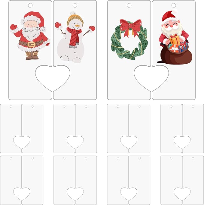 20Pcs Acrylic Christmas Ornaments Blanks Clear Acrylics Keychain Blanks Acrylic Ornament Blanks Bulk with Hole for Jewelry Making, Christmas Decor, Engraving, Painting, DIY Crafting