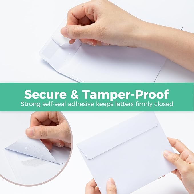 Ohuhu 4x6 Blank White Cards and Self-Seal Envelopes 100 Pack for DIY Cards | 4" x 6" Heavyweight Folded Cardstock and A4 Envelopes for DIY Greeting Cards Wedding Birthday Invitations & All Occasions