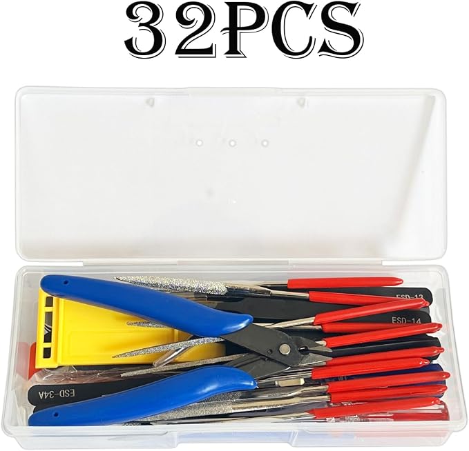32 Pcs Professional Model DIY Tool Kit, Modeler Basic Craft Tool Set, Dollhouse Miniature Hobby Building or Handmade Hobby Craft Tools Set