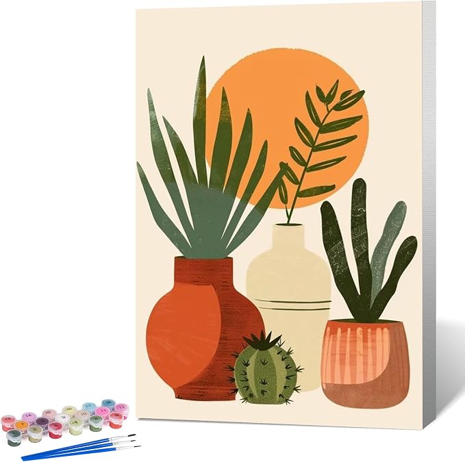 Easy Plant Framed Paint by Numbers Kit for Adults Beginner 8x12 Inch