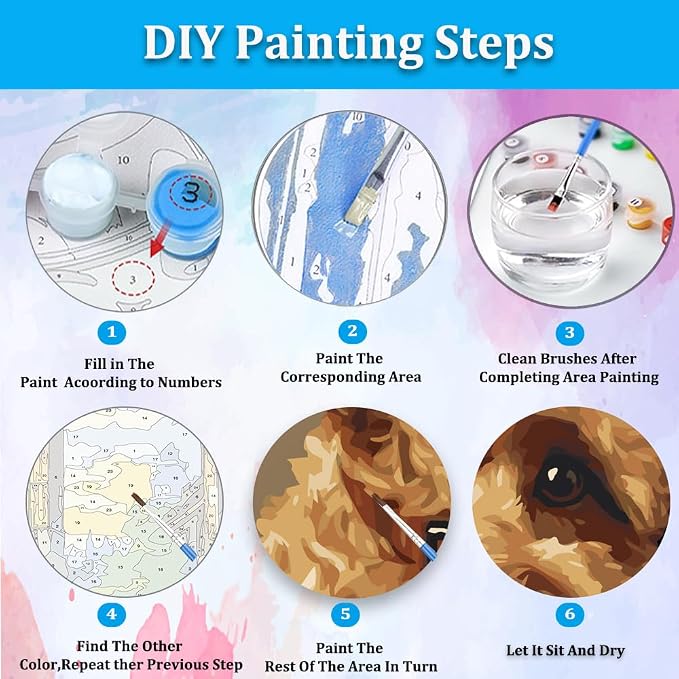 Artunion Poodle Dog Paint by Numbers Kit for Adults,Dog Animals Paint by Number Kits, DIY Oil Painting Paint by Number Kits on Canvas Arts Craft for Home Wall Decor 16x20 Inch