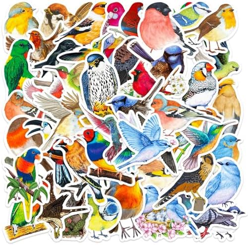 DothRayan 100 Pcs Birds Stickers Cute Bird Animals Stickers, Vinyl Waterproof Birds Sticker for Kids Teen Water Bottles Laptop Luggage Phone Skateboard Computer Refrigerators