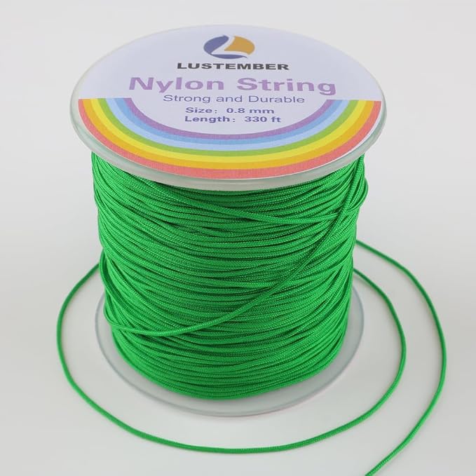 LUSTEMBER 0.8mm Nylon String, Strong Bracelet String, Durable Nylon Cord for Jewelry Making, Bracelets, Beading, Necklaces, Rattail Braiding, Kumihimo, Wind Chimes, Blinds and Handicrafts