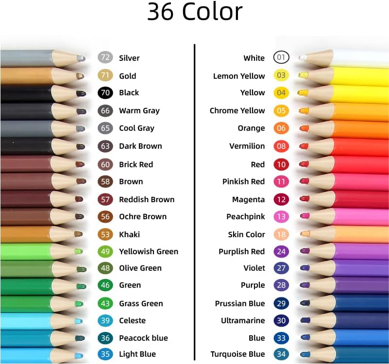 Mechanical Colored Pencils 2.6mm 36 Colors with Coded Refills (72PCS)
