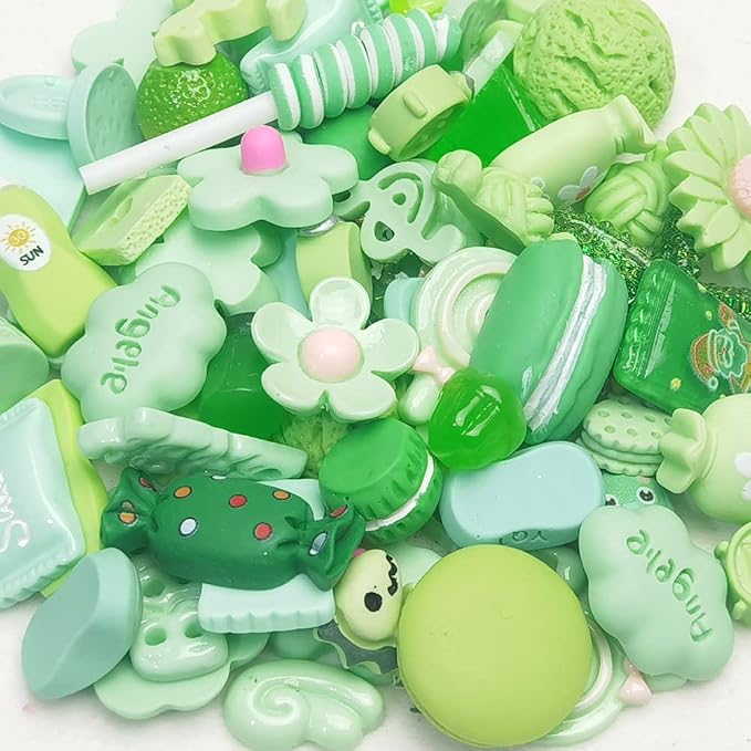 Chenkou Craft 50pcs Lots Mix Assorted Green Craft DIY Flatbacks Resin Flat Back Buttons Scrapbooking (Green)