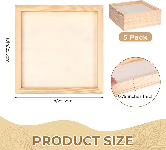 FSWCCK 5 Pack 10 x 10 inch Wood Panel Boards, Unfinished Wood Canvas Panels for Crafts, Painting Canvas, DIY Art Projects, Pouring, Arts Use with Oils, Acrylics