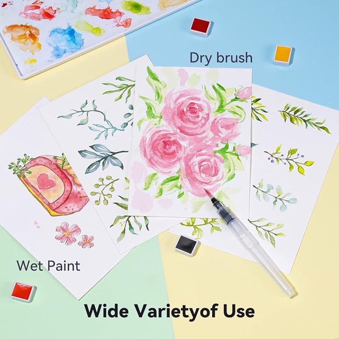 MeiLiang Watercolor Paint Set, 36 Vivid Colors in Pocket Box with Metal Ring and Watercolor Brush, Perfect for Students, Beginners and More