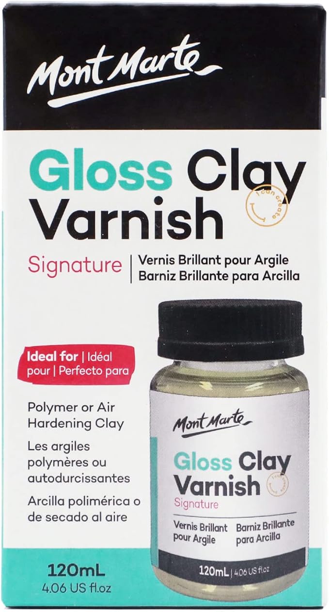 Mont Marte Clay Sculpture Sealant, Glossy Clear Varnish, Signature 4.05oz (120ml), Air or Polymer Clay Sealer