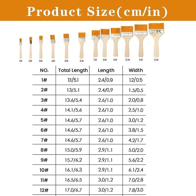 EORTA Flat Art Paint Brushes Set Assorted Size Nylon Painting Brushes