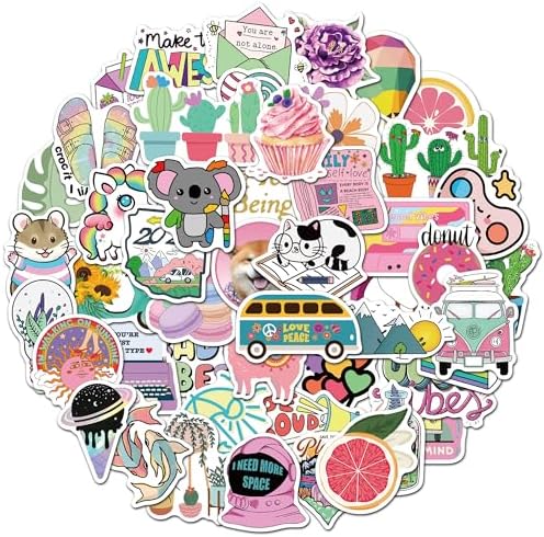 Girl's Black and White Stickers Pack 50 PCS Waterproof Water Bottle Laptop Skateboard Phone Computer Stickers for Teens Kids