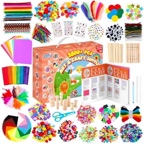 Zefy 3800+ Pcs Arts and Crafts Kit Supplies for Kids, All in One Craft Box