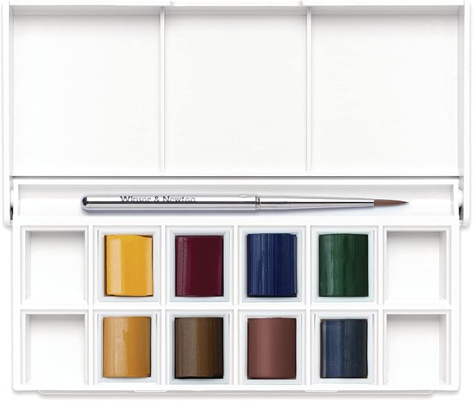Winsor & Newton Cotman Watercolor Paint Set, 8 Half Pan, Landscape Set | Introductory Watercolor made with Fine Art Pigments, Perfect for Beginners, Lightfast & Permanent, Good Tinting Strength