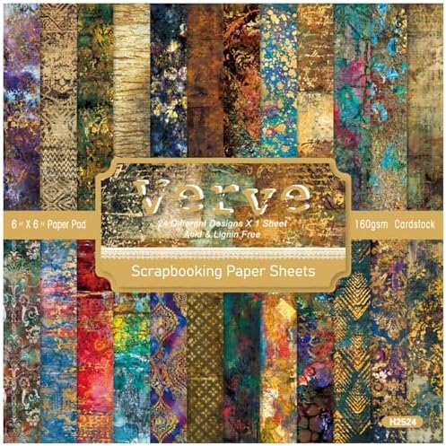 Vintage Aesthetic Scrapbook Paper 24 Sheets 6 x 6 Inch Scrapbooking Supplies,Single-Sided Pattern Paper Supplies for DIY Crafts, Card Making, Art Journaling