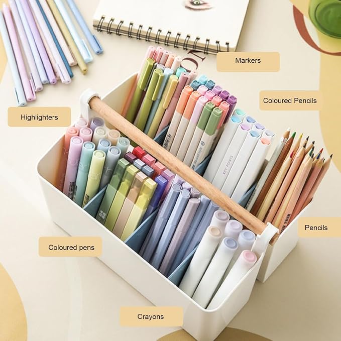 2 Pack Art Supply Caddy Organizer with Handle,Colored Pencil Holder Markers